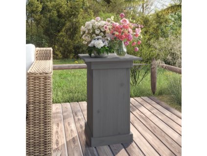 vidaXL Stojan na kvetiny sivý 40x40x60 cm masívna borovica