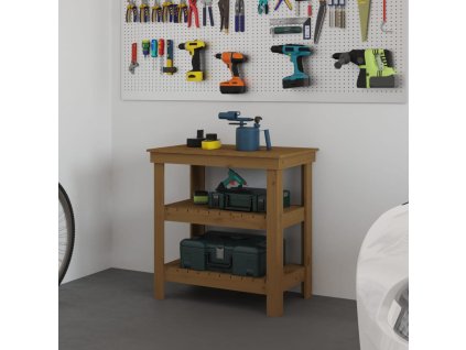 vidaXL Pracovná lavica medová 78,5x50x80 cm masívna borovica