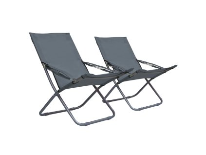 vidaXL Skladacie plážové kreslá 2 ks, látka, sivé