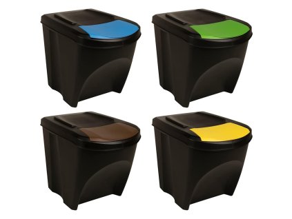 vidaXL Stohovateľné odpadkové koše 4 ks antracitové 100 l