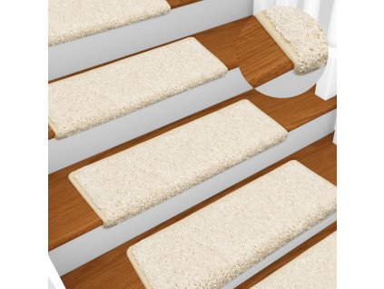 vidaXL Kobercové nášľapy na schody 15 ks, 65x21x4 cm, biele