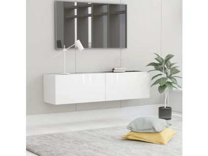 vidaXL TV skrinka, lesklá biela 120x30x30 cm, kompozitné drevo