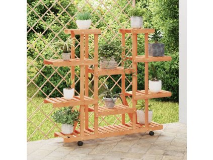vidaXL Stojan na kvetiny s kolieskami 110x25x115 cm masívna jedľa