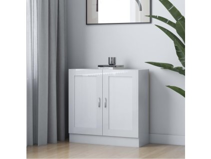 vidaXL Knižnica, lesklá biela 82,5x30,5x80 cm, kompozitné drevo