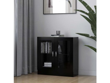 vidaXL Vitrína, čierna 82,5x30,5x80 cm, kompozitné drevo
