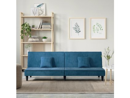 vidaXL Rozkladacia pohovka modrá zamat