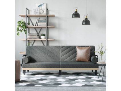 vidaXL Rozkladacia pohovka s opierkami rúk tmavosivá látka