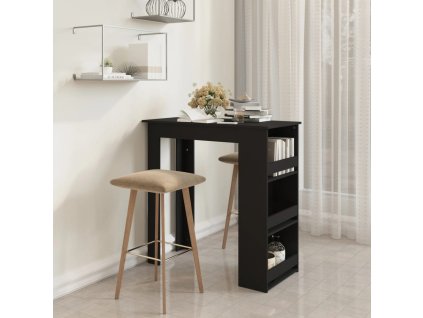 vidaXL Barový stôl+regál, čierny 102x50x103,5 cm, kompozitné drevo