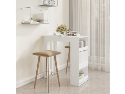 vidaXL Barový stôl+regál, biely 102x50x103,5 cm, kompozitné drevo