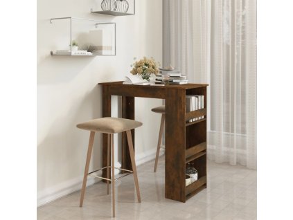 vidaXL Barový stôl+regál, tmavý dub 102x50x103,5 cm, kompozitné drevo