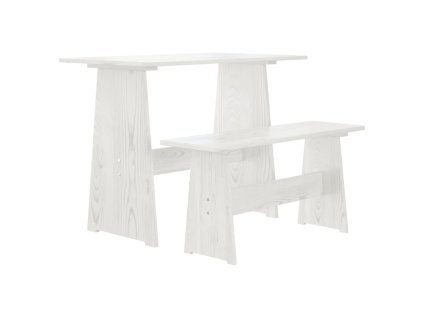 vidaXL Jedálenský stôl s lavicou REINE, biely, borovicový masív