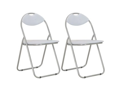 vidaXL Skladacie jedálenské stoličky 2 ks biele umelá koža