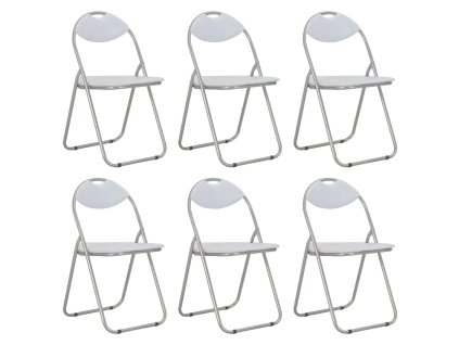 vidaXL Skladacie jedálenské stoličky 6 ks biele umelá koža