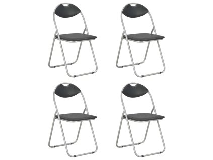 vidaXL Skladacie jedálenské stoličky 4 ks čierne umelá koža