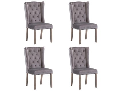 vidaXL Jedálenské stoličky 4 ks sivé zamatové