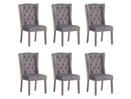 vidaXL Jedálenské stoličky 6 ks sivé zamatové