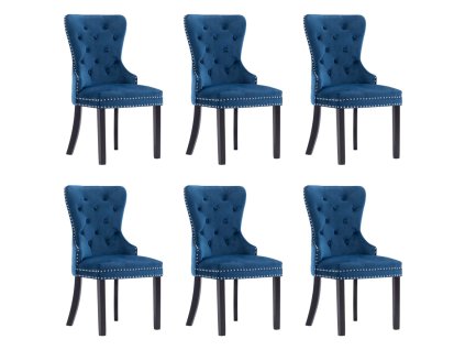 vidaXL Jedálenské stoličky 6 ks, modré, zamat