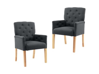 vidaXL Jedálenské stoličky s opierkami 2 ks, sivé, látka