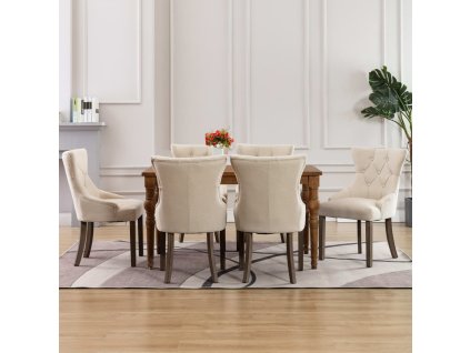 vidaXL Jedálenské stoličky 6 ks, béžové, látka