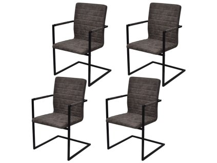 vidaXL Jedálenské stoličky, perová kostra 4 ks, hnedé, umelá koža