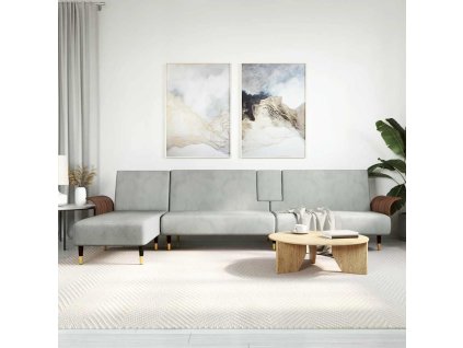 vidaXL Pohovka v tvare L bledosivá 279x140x70 cm zamat