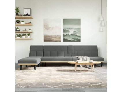 vidaXL Pohovka v tvare L tmavosivá 255x140x70 cm látka
