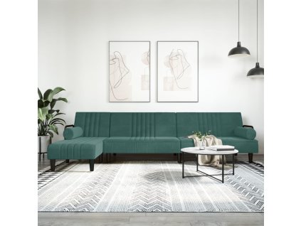 vidaXL Pohovka v tvare L tmavozelená 260x140x70 cm zamat