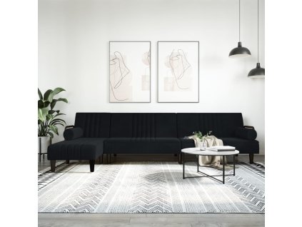 vidaXL Pohovka v tvare L čierna 260x140x70 cm zamat
