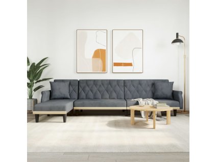 vidaXL Pohovka v tvare L tmavosivá 271x140x70 cm zamat