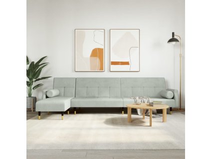 vidaXL Pohovka v tvare L bledosivá 271x140x70 cm zamat