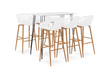 vidaXL 7-dielna barová súprava biela