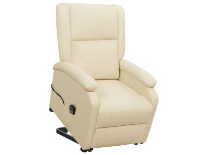 vidaXL Zdvíhacie kreslo krémové umelá koža