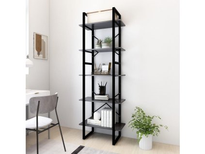 vidaXL Knižnica s 5 policami, sivá 60x30x175 cm, kompozitné drevo