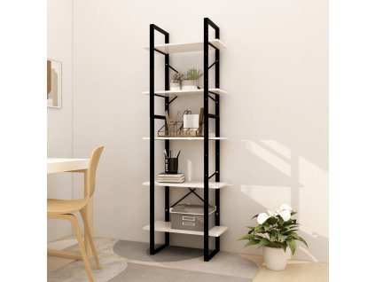 vidaXL 5-poschodová knižnica biela 60x30x175 cm borovicové drevo