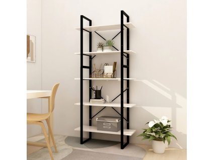 vidaXL 5-poschodová knižnica biela 80x30x175 cm borovicové drevo