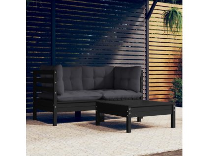 vidaXL 3-dielna záhradná súprava s antracitovými vankúšmi borovica