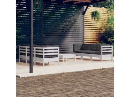 vidaXL 7-dielna záhradná súprava s antracitovými vankúšmi borovica