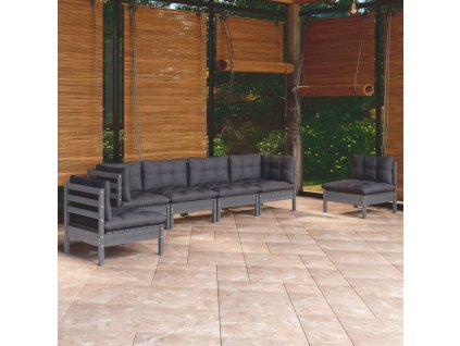 vidaXL 6-dielna záhradná súprava s vankúšmi borovicový masív