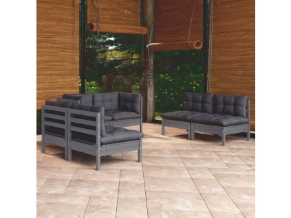 vidaXL 6-dielna záhradná súprava s vankúšmi borovicový masív