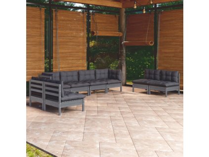 vidaXL 8-dielna záhradná súprava s vankúšmi borovicový masív