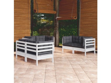 vidaXL 6-dielna záhradná súprava s vankúšmi borovicový masív