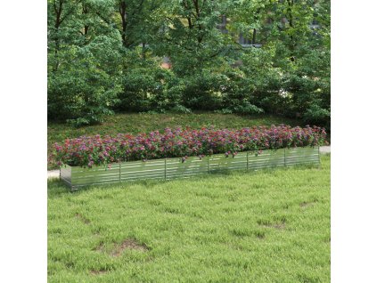 vidaXL Vyvýšený záhradný záhon 600x80x45cm pozinkovaná oceľ strieborný