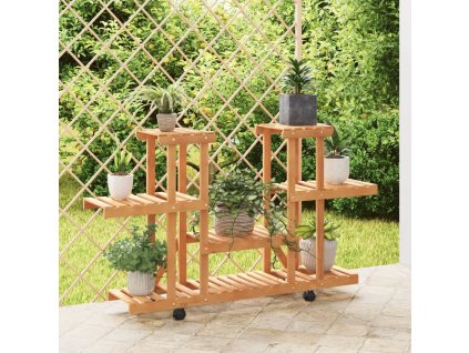 vidaXL Stojan na kvetiny s kolieskami 110x25x78 cm masívna jedľa