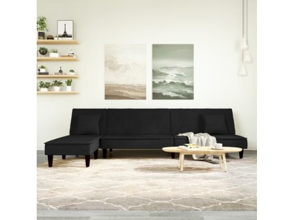 vidaXL Pohovka v tvare L čierna 255x140x70 cm zamat