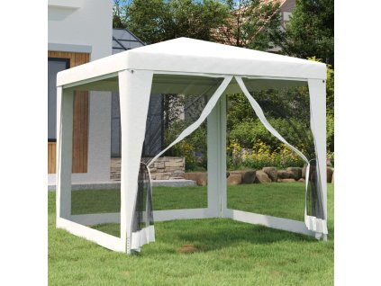 vidaXL Párty stan so 4 sieťkovanými bočnými stenami 2,5x2,5 m biely