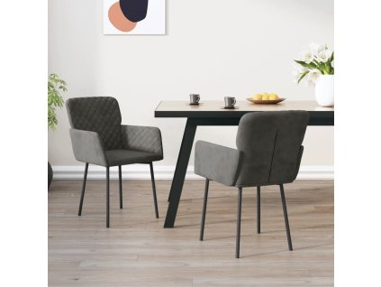 vidaXL Otočné jedálenské stoličky 2 ks tmavosivé zamatové