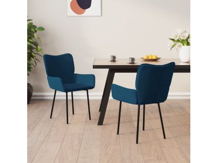 vidaXL Jedálenské stoličky 2 ks modré zamatové