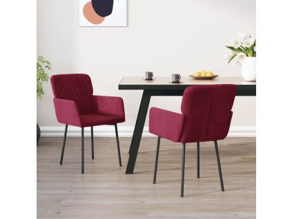vidaXL Jedálenské stoličky 2 ks vínovo-červené zamatové