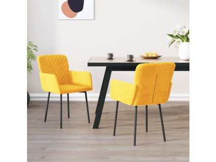 vidaXL Jedálenské stoličky 2 ks žlté zamatové