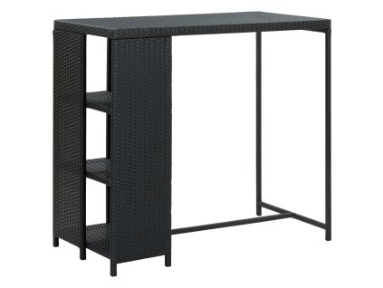 vidaXL Barový stolík s úložným regálom čierny 120x60x110 cm polyratan